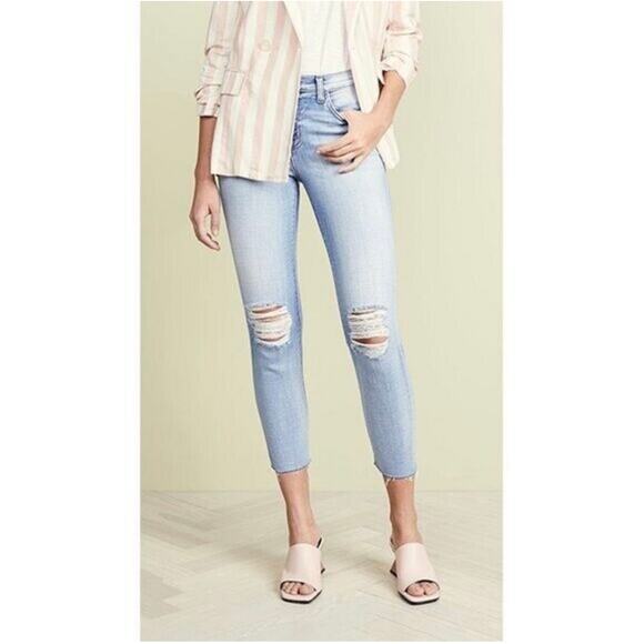 L’AGENCE El Matador Distressed Cropped Jeans Dry Ice 30 - Picture 1 of 4